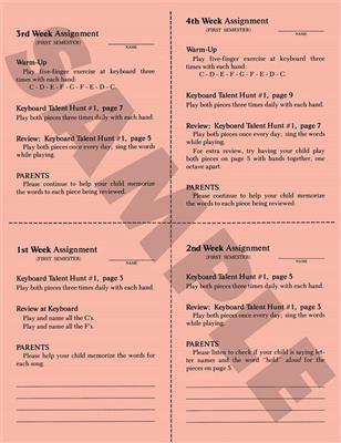 1st Semester Class Lesson Sheets